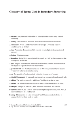 Glossary of Terms Used in Boundary Surveying