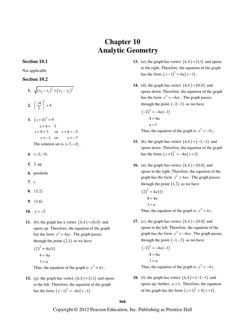 Chapter 10 Analytic Geometry