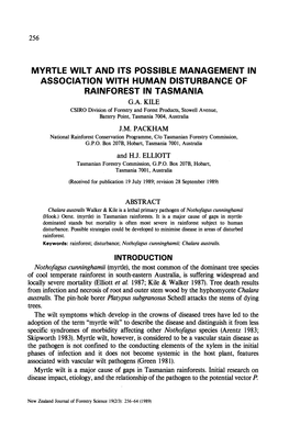 Myrtle Wilt and Its Possible Management in Association with Human Disturbance of Rainforest in Tasmania G.A