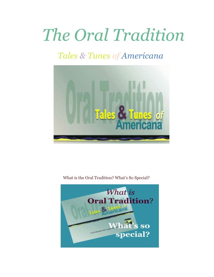 The Oral Tradition Tales & Tunes of Americana