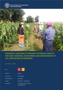 Emergency Response to Enhance Technical Capacity for Early Warning, Monitoring and Management of Fall Armyworm in Myanmar
