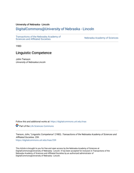 Linguistic Competence
