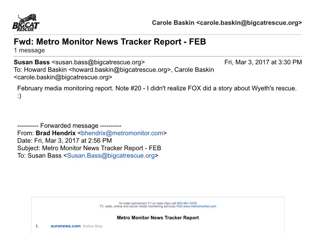 Metro Monitor News Tracker Report