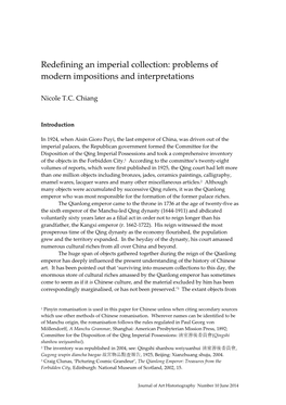 Redefining an Imperial Collection: Problems of Modern Impositions and Interpretations
