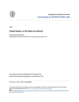 Failed States, Or the State As Failure?
