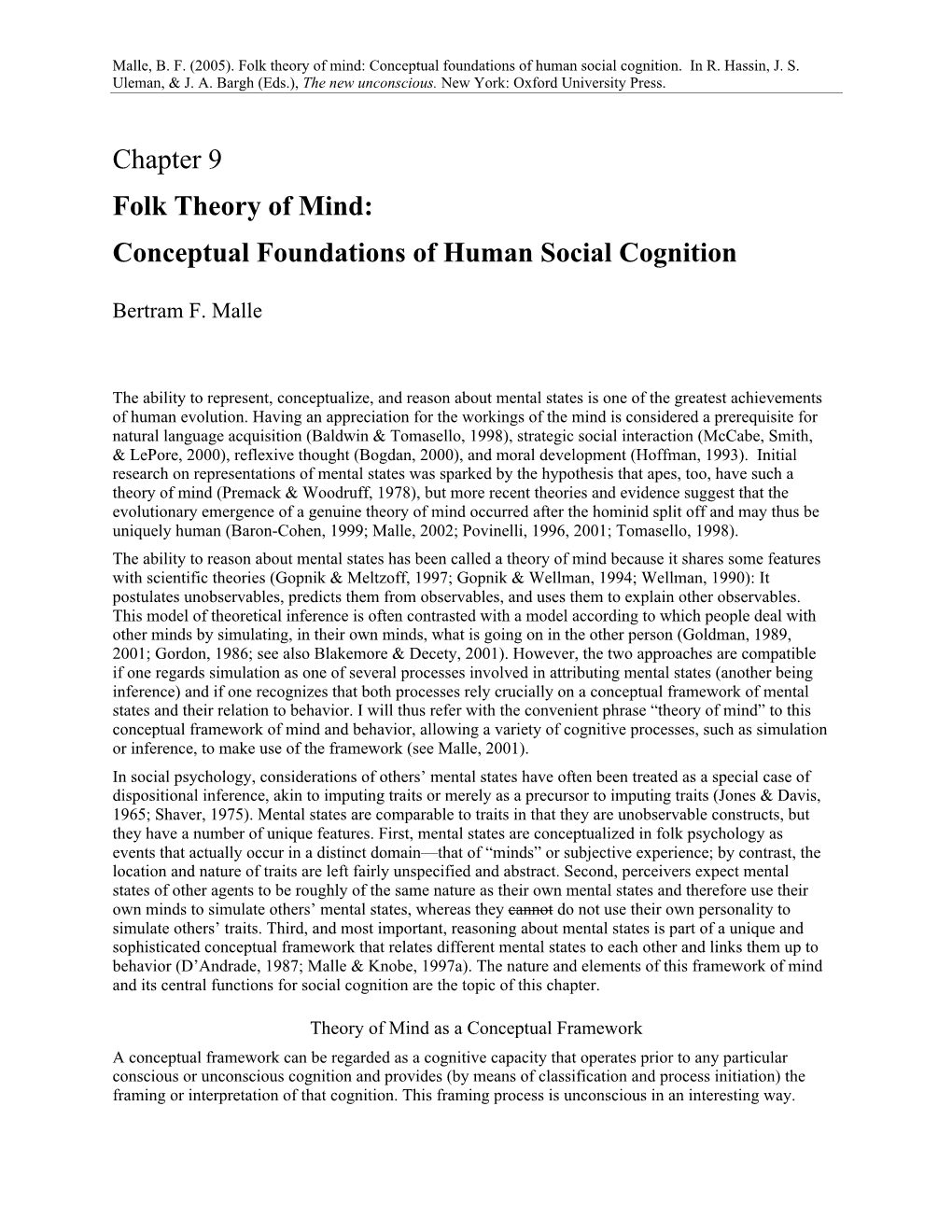 Folk Theory of Mind: Conceptual Foundations of Human Social Cognition