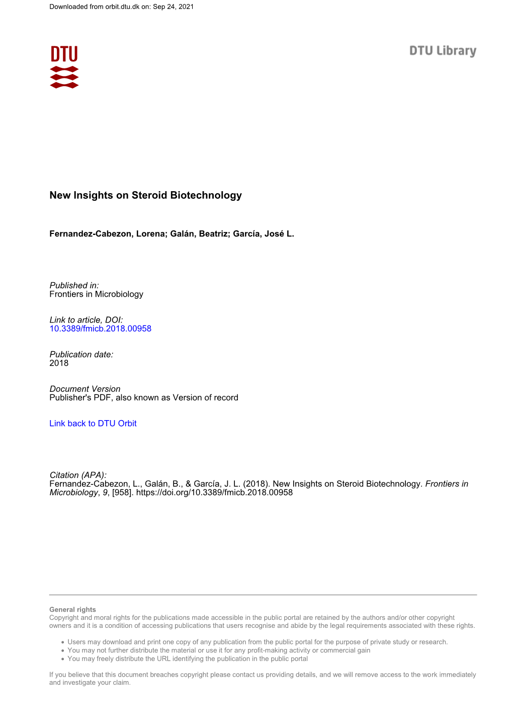 New Insights on Steroid Biotechnology