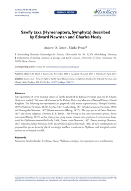 Described by Edward Newman and Charles Healy 83 Doi: 10.3897/Zookeys.398.6595 RESEARCH ARTICLE Launched to Accelerate Biodiversity Research