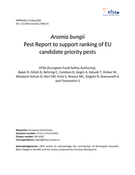 Aromia Bungii Pest Report to Support Ranking of EU Candidate Priority Pests