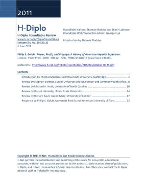 H-Diplo Roundtables, Vol. XII, No. 25