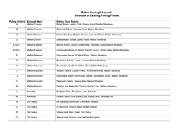 Schedule of Existing Polling Places and Stations