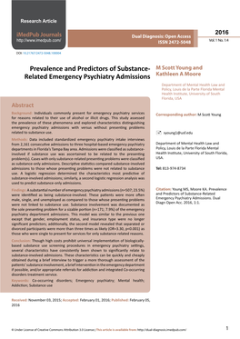 Prevalence and Predictors of Substance-Related Emergency