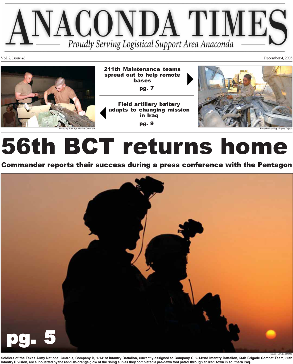 56Th BCT Returns Home Commander Reports Their Success During a Press Conference with the Pentagon