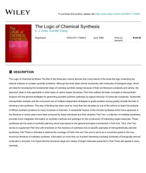 The Logic of Chemical Synthesis E