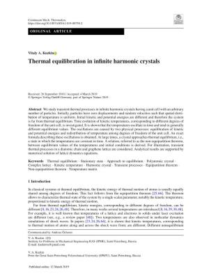 Thermal Equilibration in Infinite Harmonic Crystals