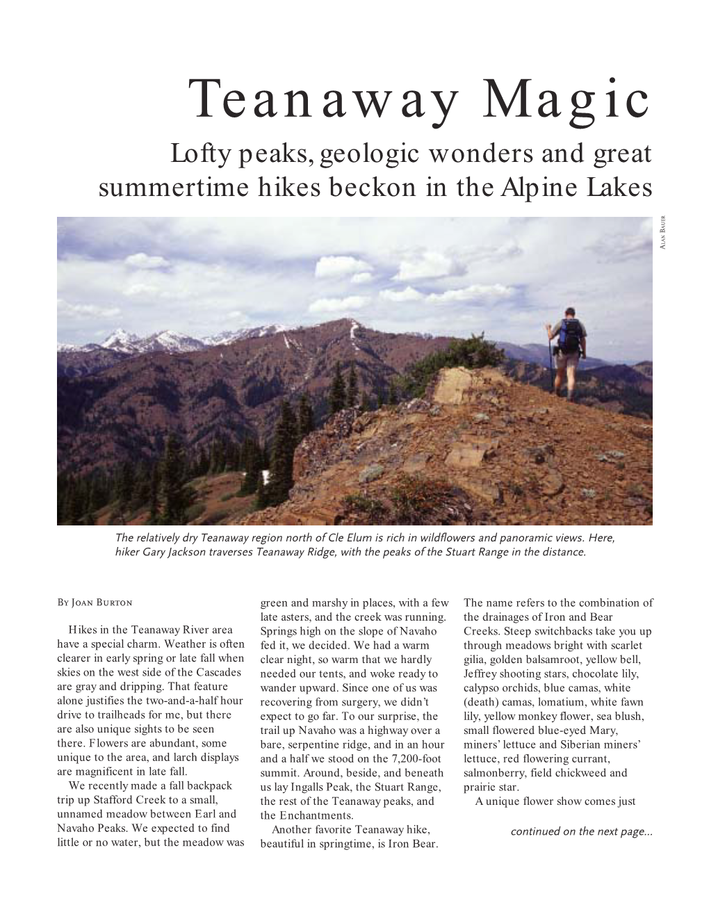 Teanaway Magic Lofty Peaks, Geologic Wonders and Great Summertime Hikes Beckon in the Alpine Lakes AUER B LAN A