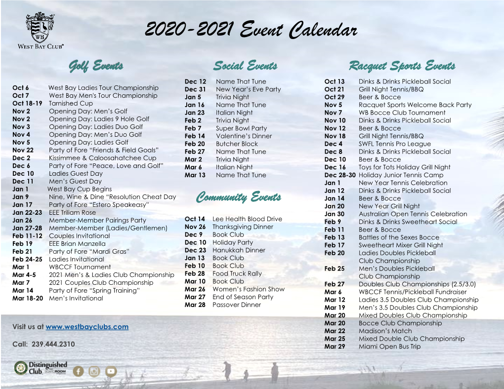 2020-2021 Event Calendar