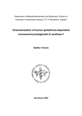 Characterization of Human Glutathione-Dependent Microsomal Prostaglandin E Synthase-1