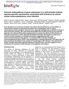 Genome-Wide Patterns of Gene Expression in a Wild