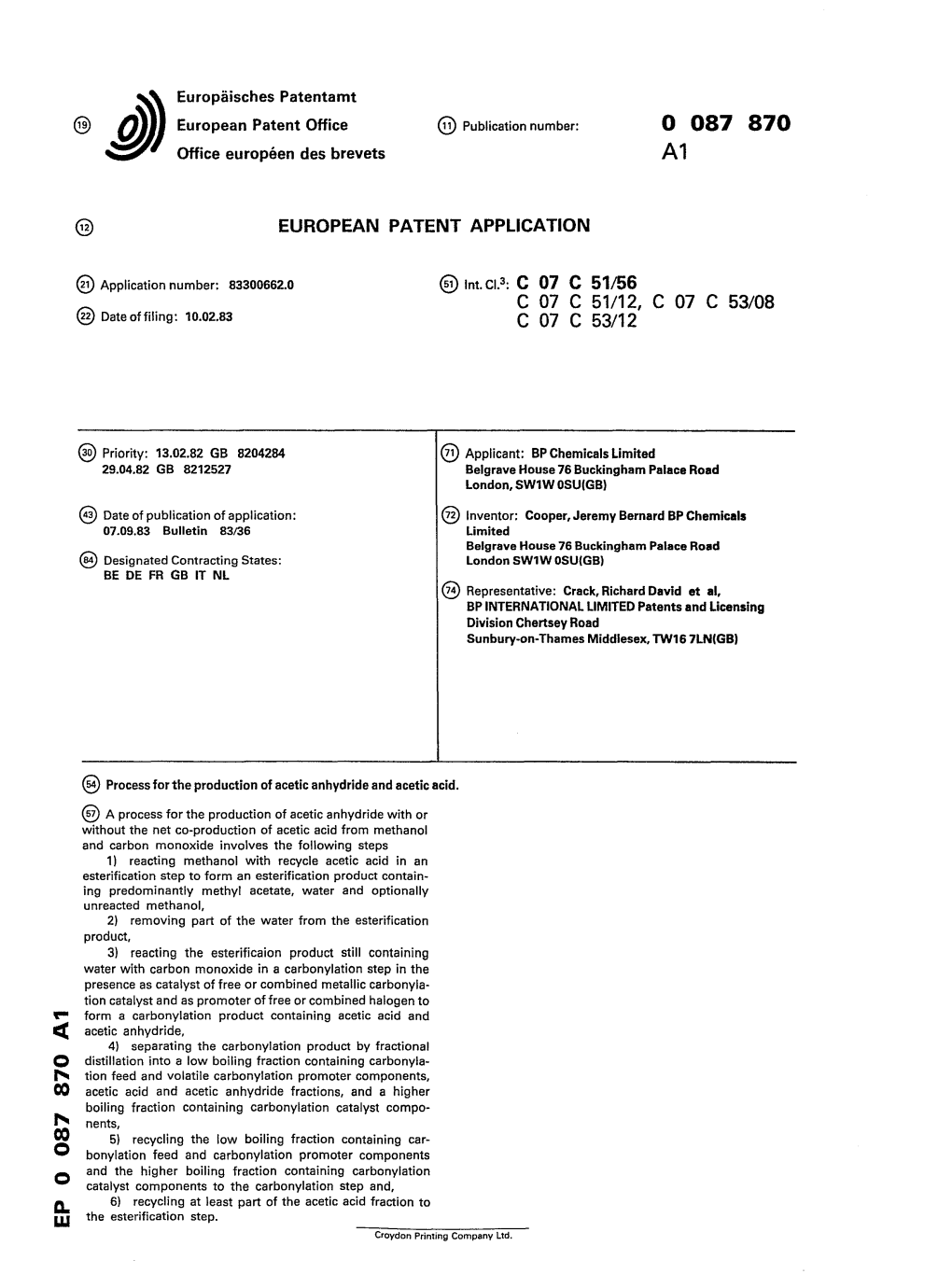 Process for the Production of Acetic Anhydride and Acetic Acid