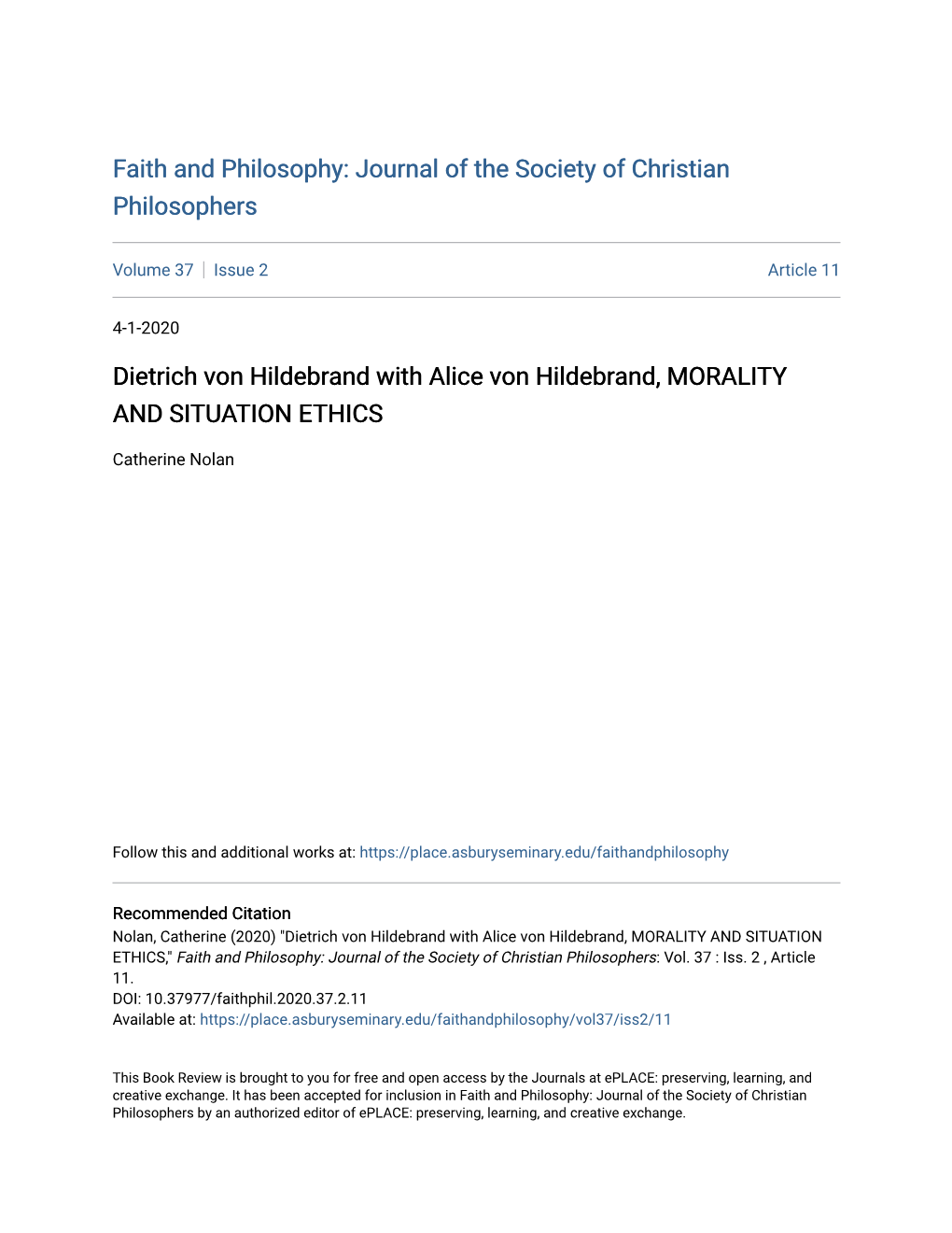 Dietrich Von Hildebrand with Alice Von Hildebrand, MORALITY and SITUATION ETHICS