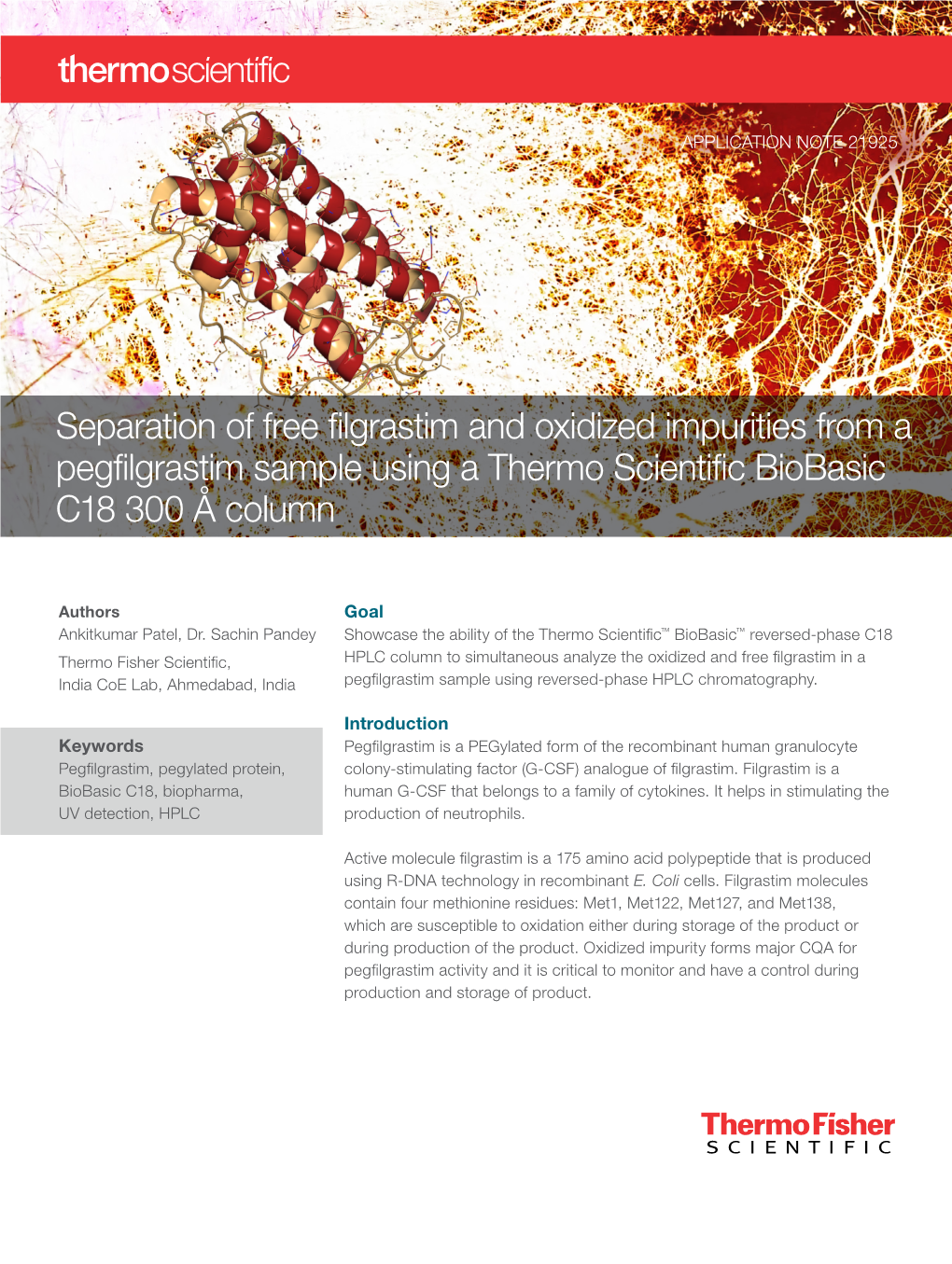 Separation of Free Filgrastim and Oxidized Impurities from a Pegfilgrastim Sample Using a Thermo Scientific Biobasic C18 300 Å Column