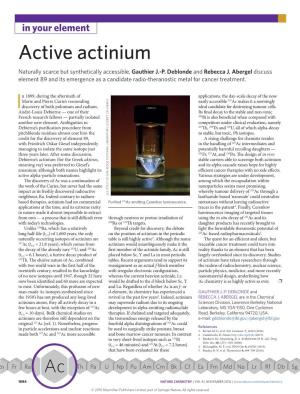Active Actinium Naturally Scarce but Synthetically Accessible, Gauthier J.-P