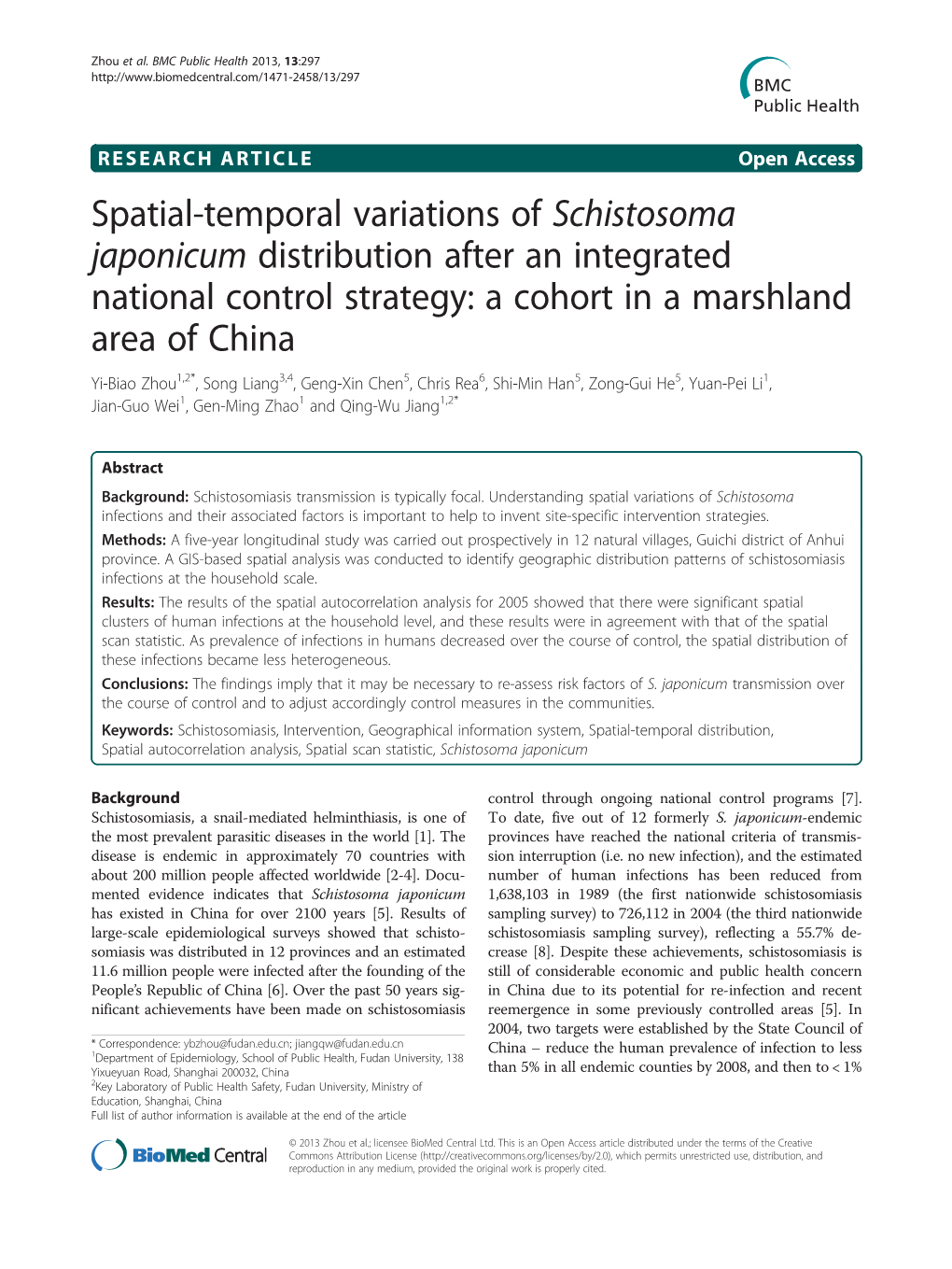 Spatial-Temporal Variations of Schistosoma