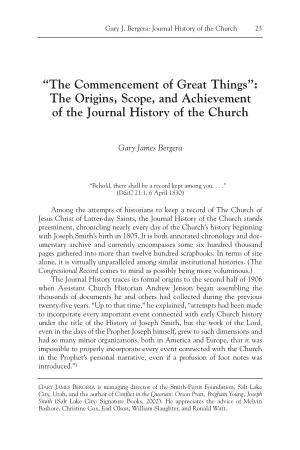 The Origins, Scope, and Achievement of the Journal History of the Church