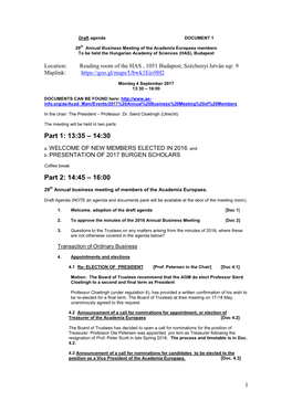 Draft Agenda DOCUMENT 1