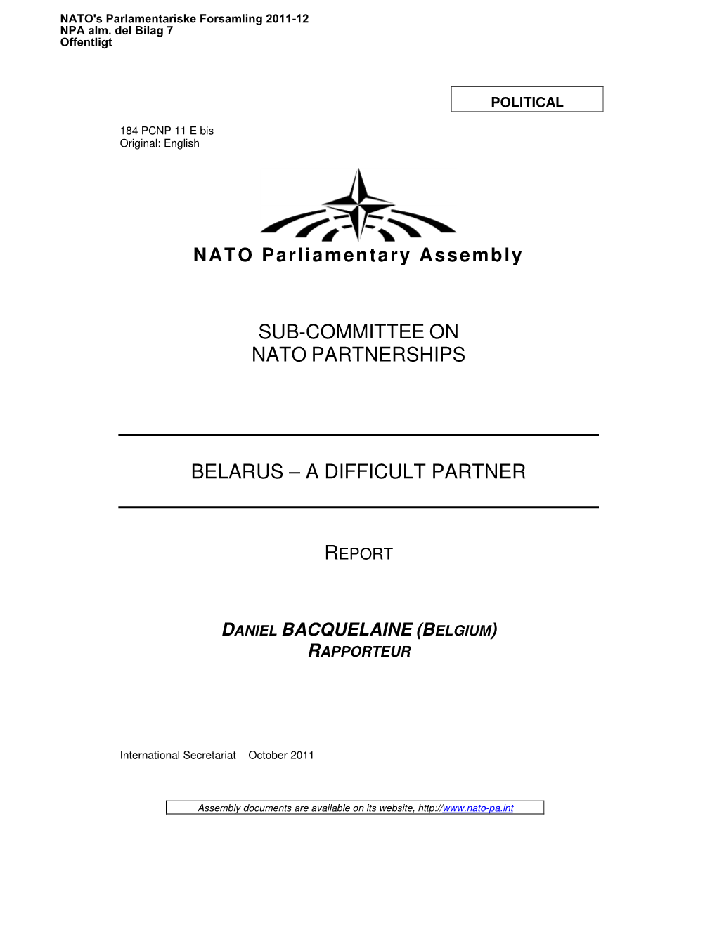 Sub-Committee on Nato Partnerships Belarus – A