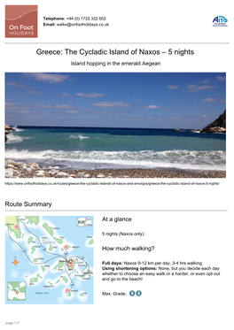 Greece: the Cycladic Island of Naxos – 5 Nights Island Hopping in the Emerald Aegean