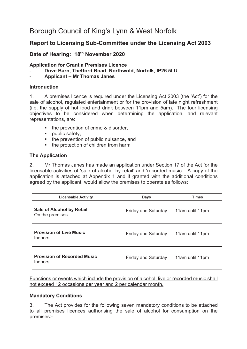 Report of the Licensing Officer PDF 4 MB