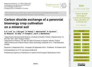 Carbon Dioxide Exchange of a Perennial Bioenergy Crop Cultivation on a Mineral Soil