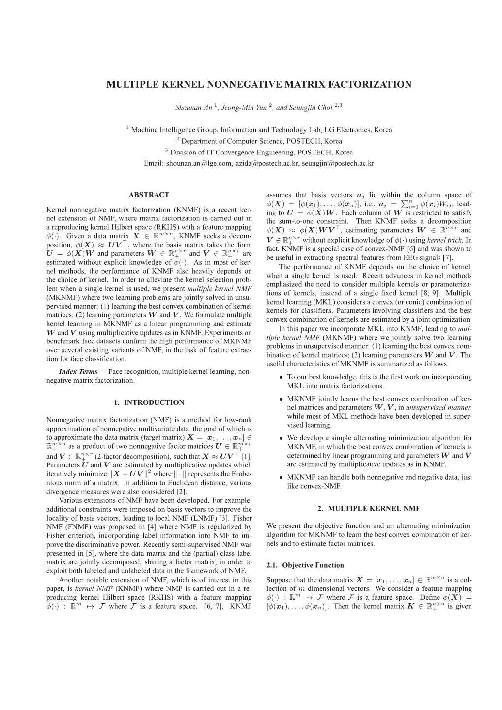 Multiple Kernel Nonnegative Matrix Factorization