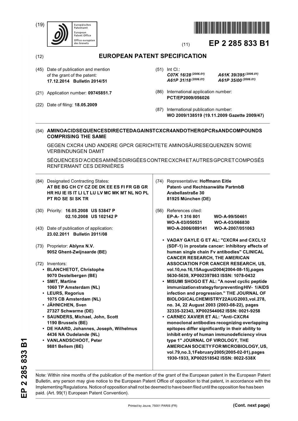 Amino Acid Sequences Directed Against Cxcr4 And