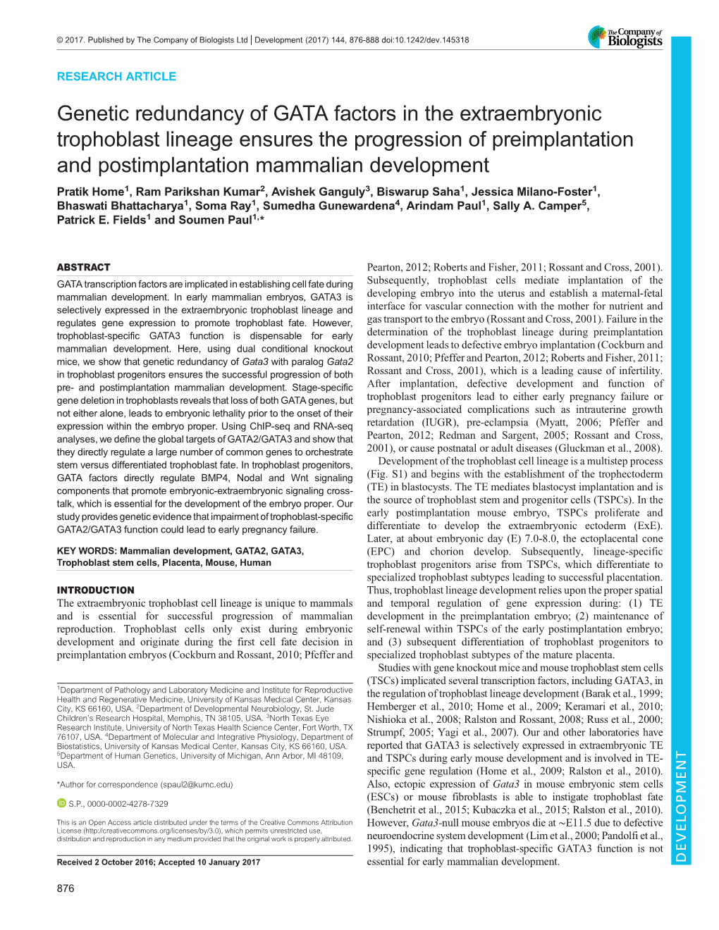 Genetic Redundancy of GATA Factors in the Extraembryonic Trophoblast