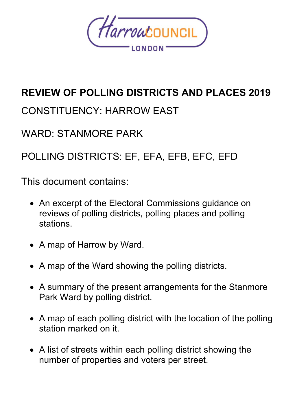 Stanmore Park Polling Districts