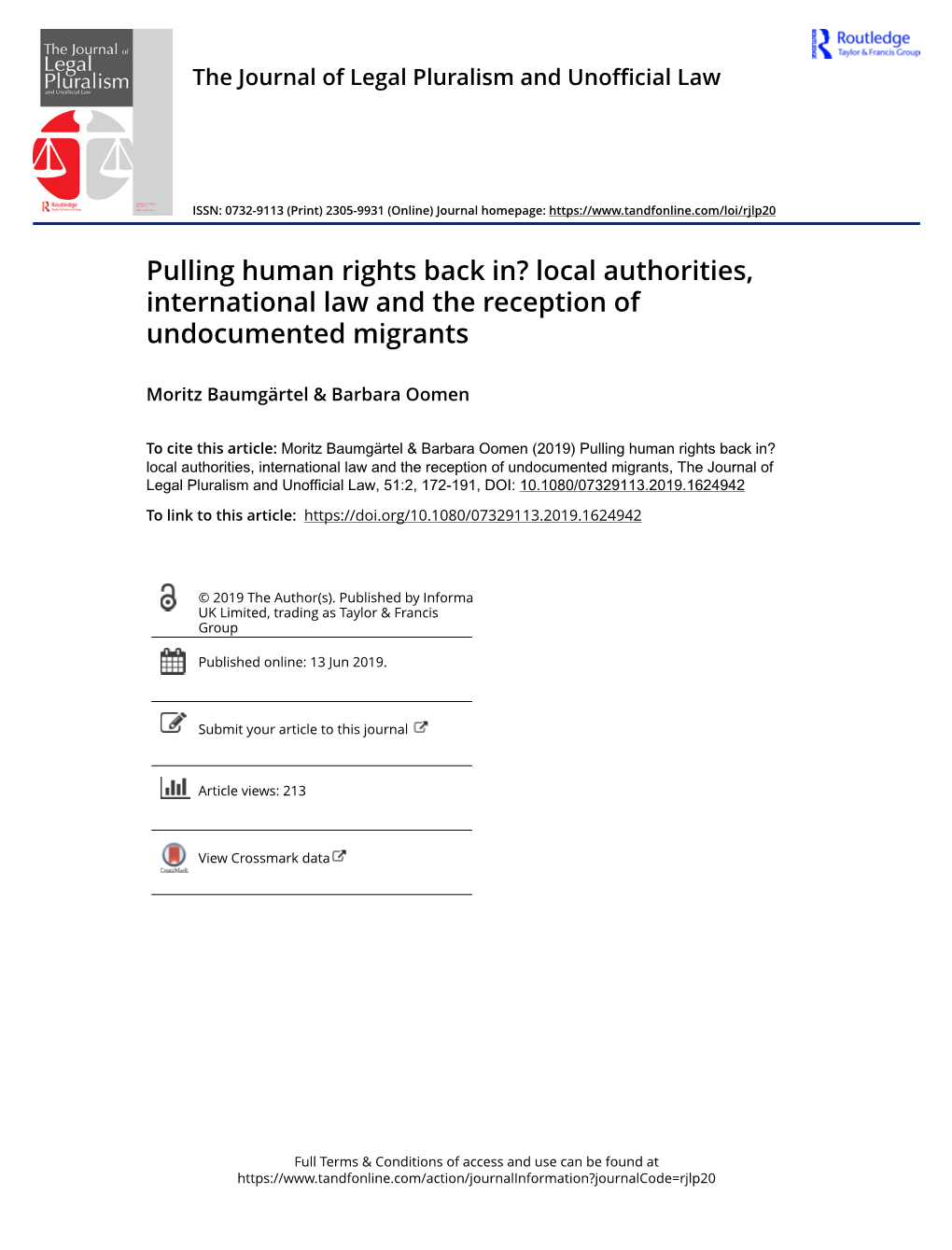 Pulling Human Rights Back In? Local Authorities, International Law and the Reception of Undocumented Migrants