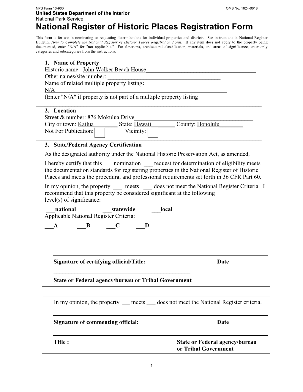 National Register of Historic Places Registration Form