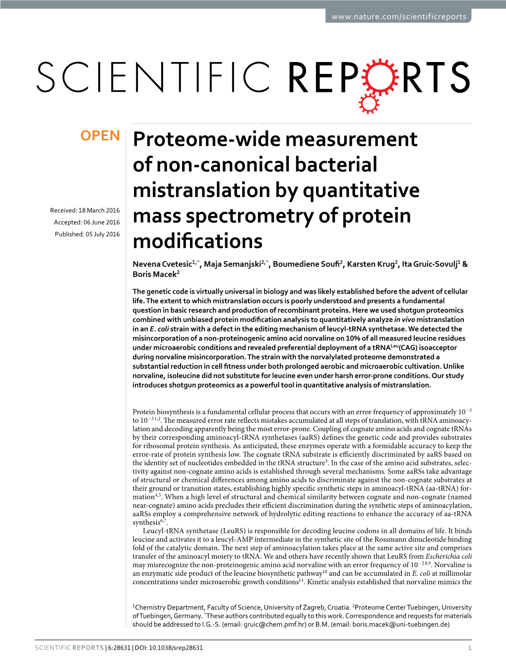 Proteome-Wide Measurement of Non-Canonical Bacterial Mistranslation by Quantitative Mass Spectrometry of Protein Modifications