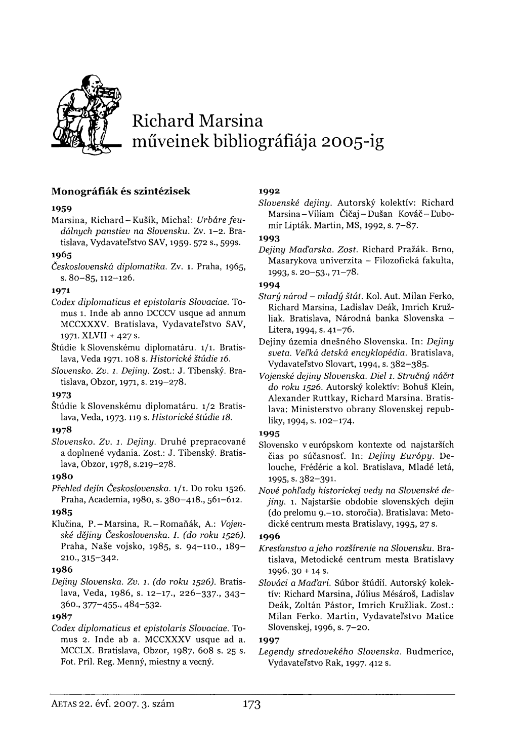 Richard Marsina Muveinek Bibliografiaja 2005-Ig