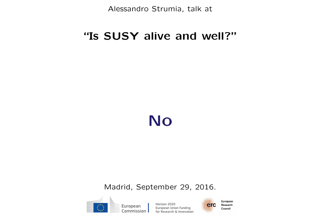 Alessandro Strumia, Talk At