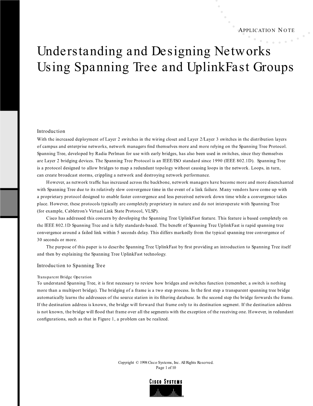 Understanding and Designing Networks Using Spanning Tree and Uplinkfast Groups