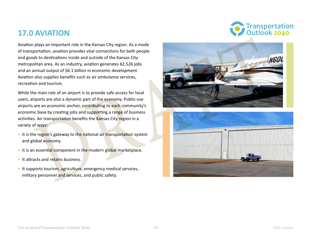 17.0 AVIATION Aviation Plays an Important Role in the Kansas City Region