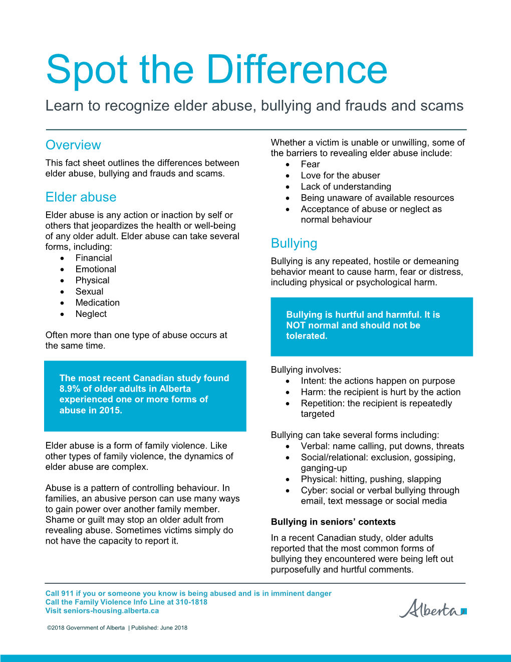 Spot the Difference : Learn to Recognize Elder Abuse, Bullying and Frauds