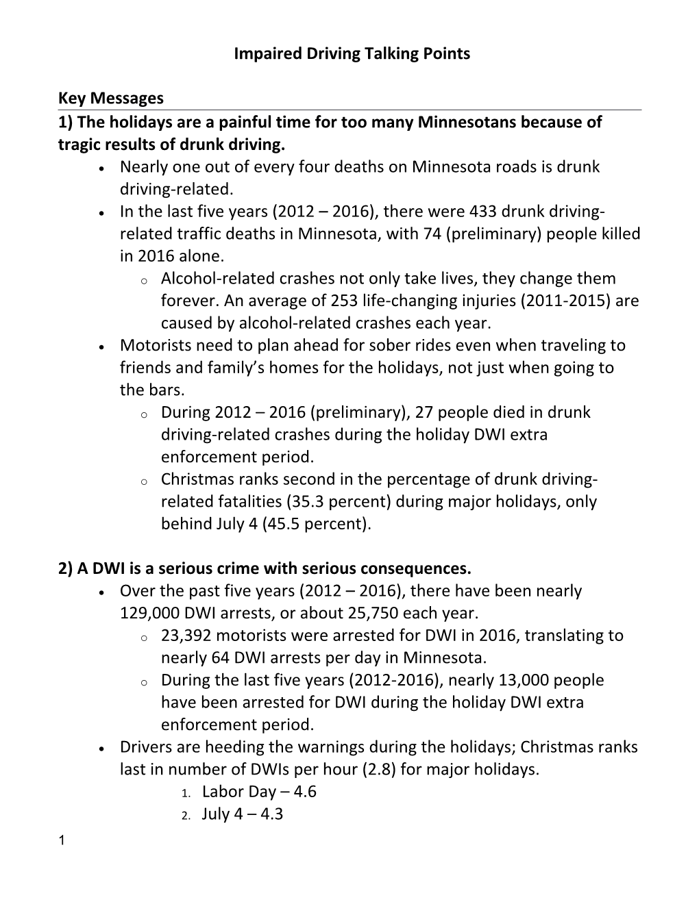 Impaired Driving Talking Points