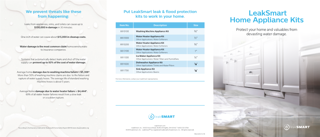 Leaksmart Home Appliance Kits Leaks from Appliances, Sinks, and Toilets Can Cause up to Item No