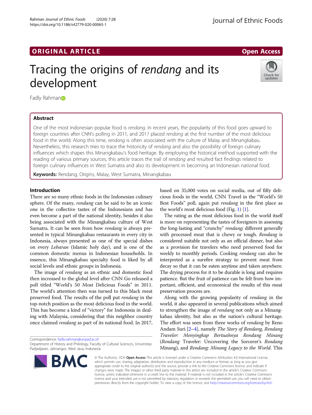 Tracing the Origins of Rendang and Its Development Fadly Rahman