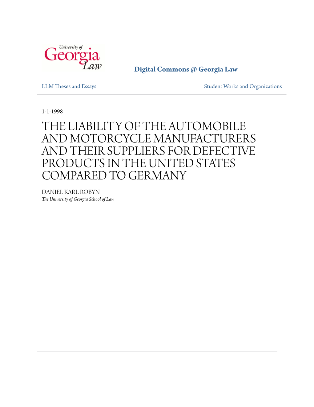 The Liability of the Automobile and Motorcycle